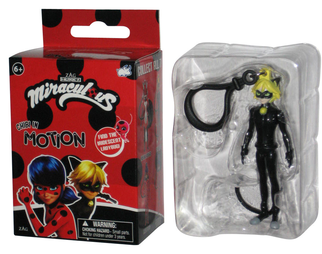 Miraculous Ladybug In Motion Bullsitoy Cat Noir 3-Inch Mini Figure Keychain