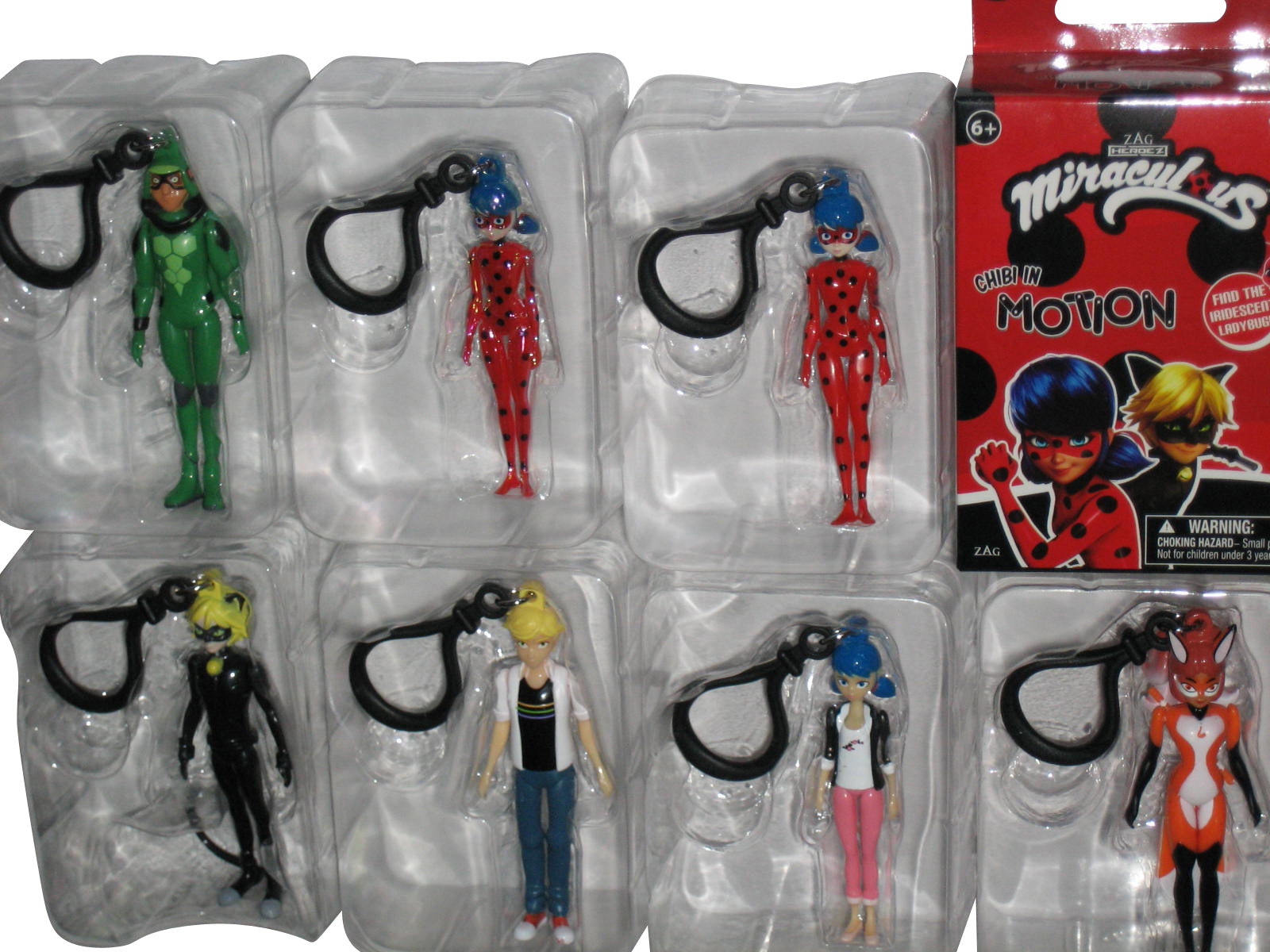 Miraculous Ladybug In Motion Bullsitoy 3-Inch Mini Figure Keychain Complete Set