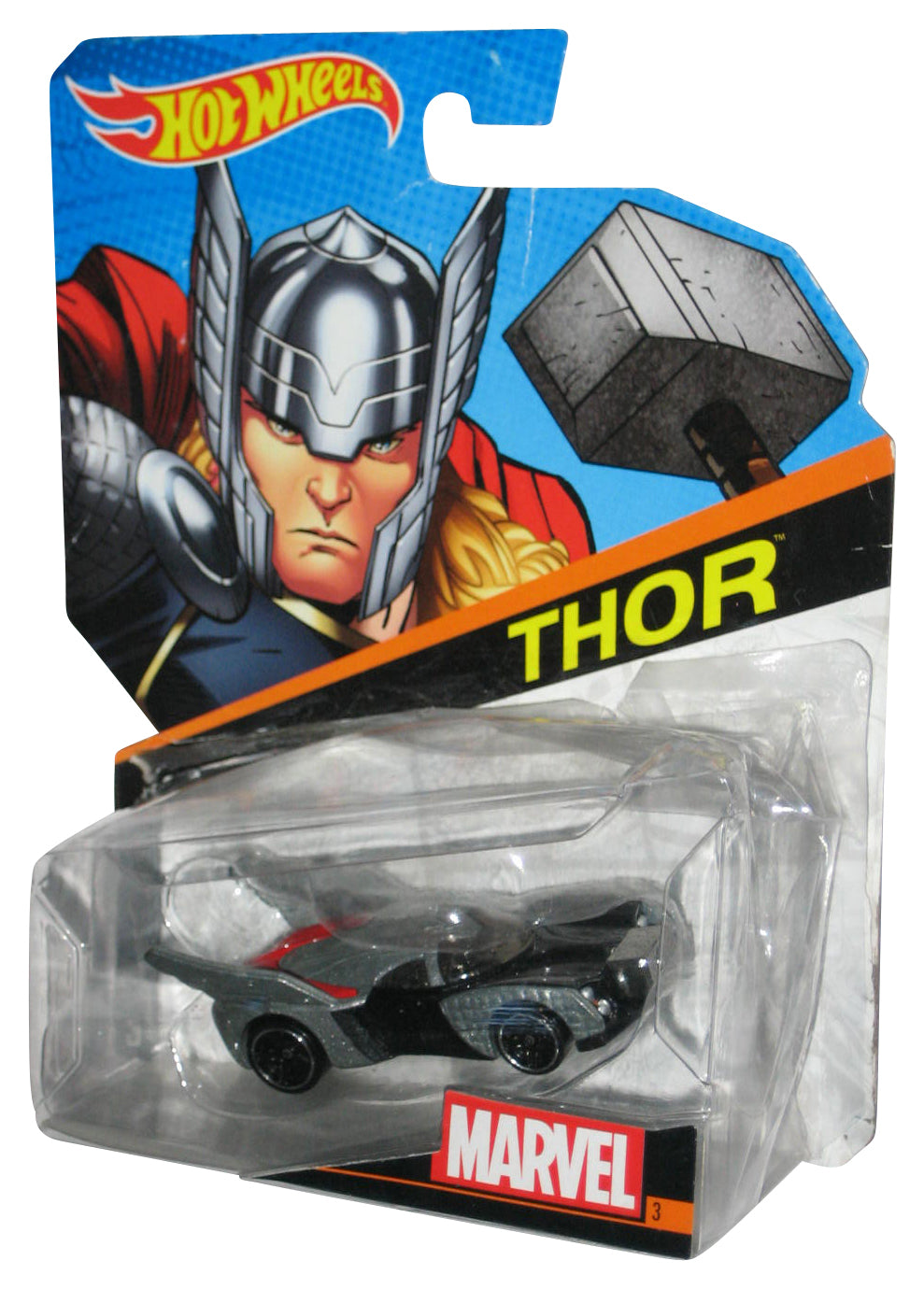 Marvel Comics Thor Hot Wheels (2013) Mattel Toy Car #3 - (Damaged Packaging)