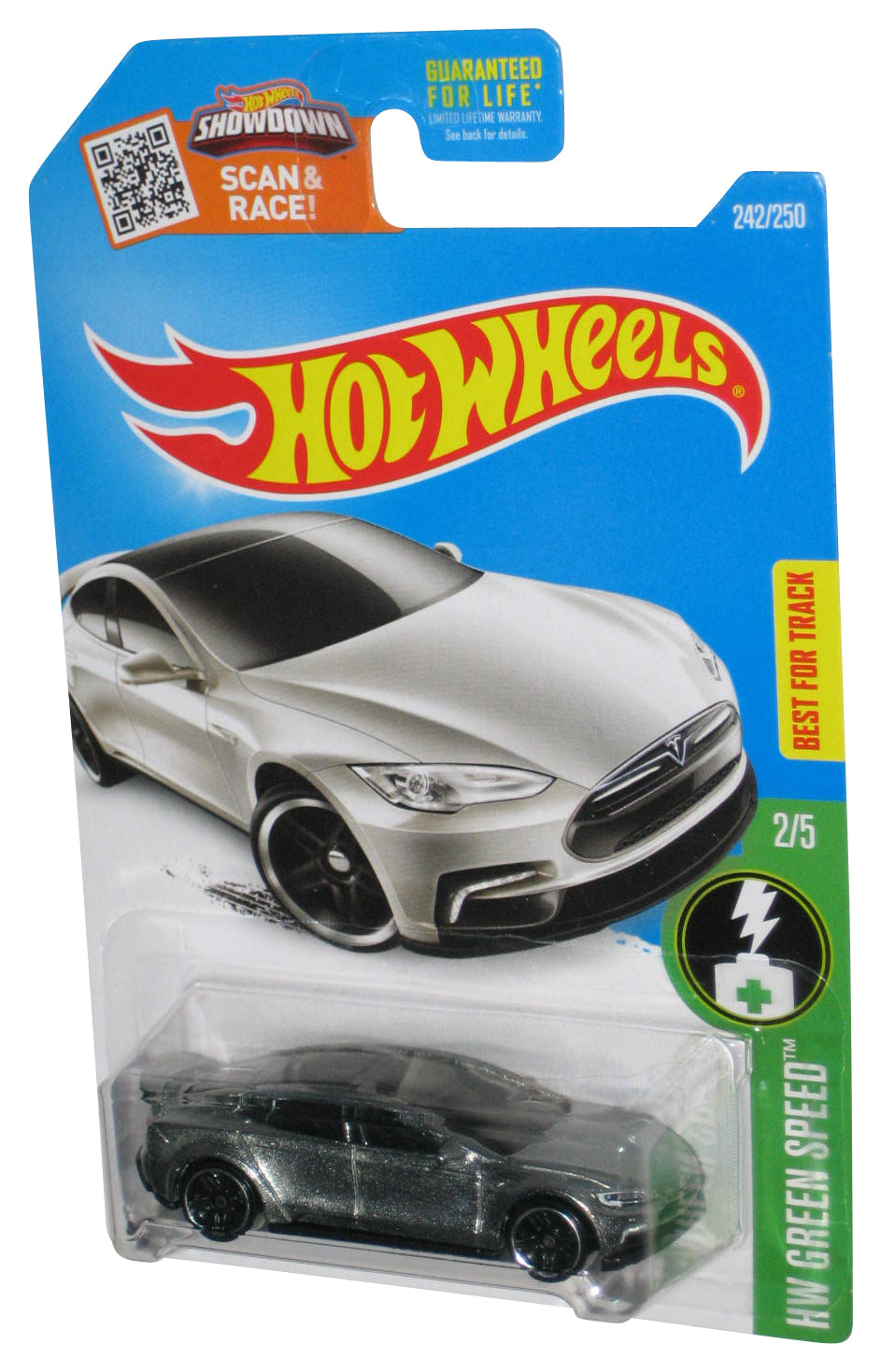 Hot Wheels HW Green Speed 2/5 (2015) Silver Gray Tesla Model S Car 242/250