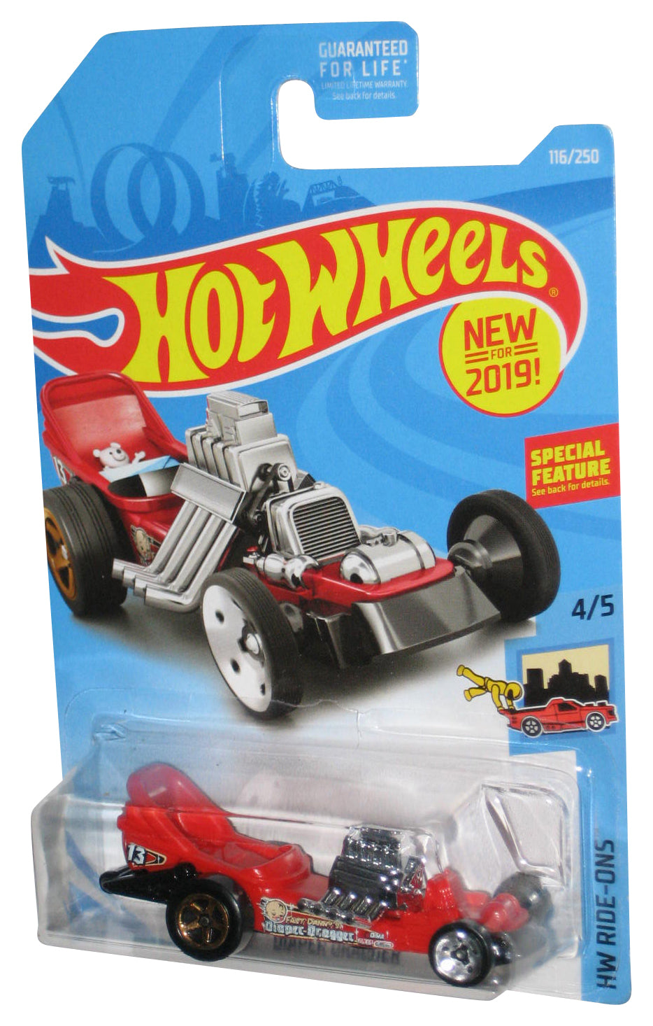 Hot Wheels HW Ride-Ons 4/5 (2019) Red Diaper Dragger Toy Car 116/250