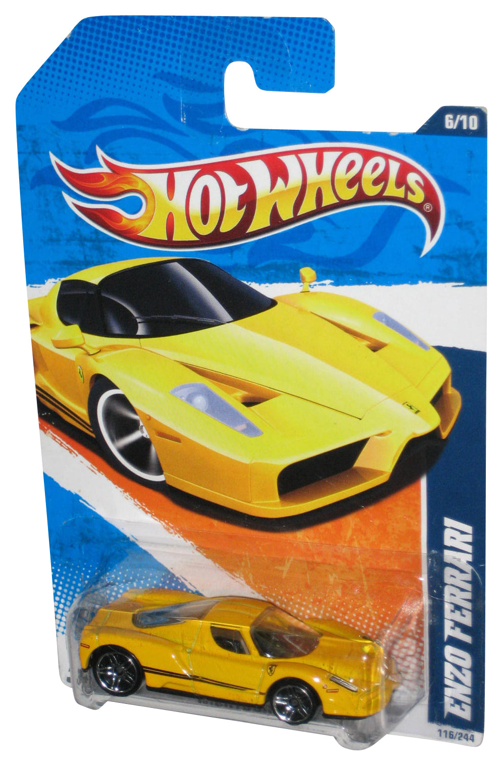 Hot Wheels Nightburnerz 6/10 (2010) Yellow Enzo Ferrari Toy Car 116/244