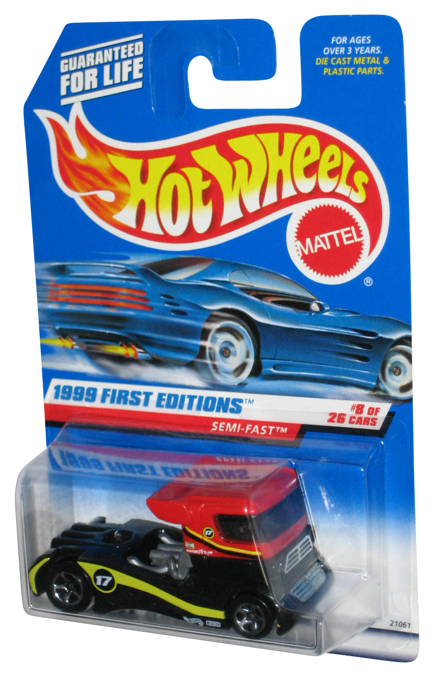 Hot Wheels 1999 First Editions 8/26 Black & Red Semi-Fast Toy Truck #914