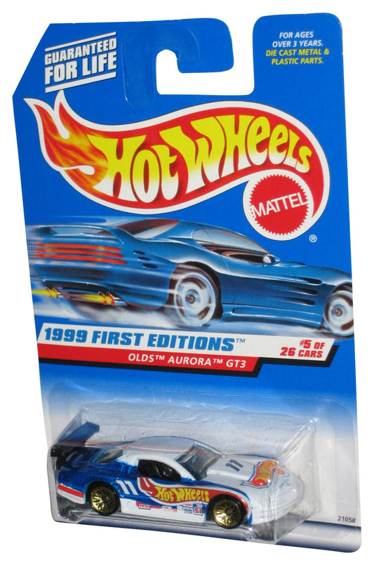 Hot Wheels 1999 First Editions 5/26 White & Blue Olds Aurora GT3 Toy Car #911