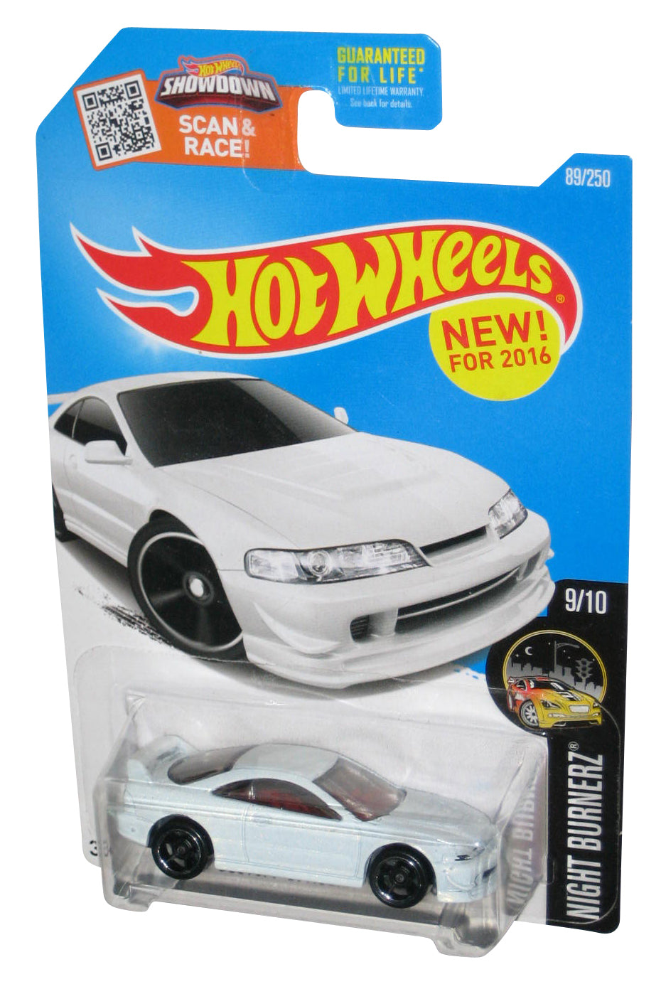 Hot Wheels Night Burnerz 9/10 (2016) White Custom '01 Acura Integra GSR Car 89/250