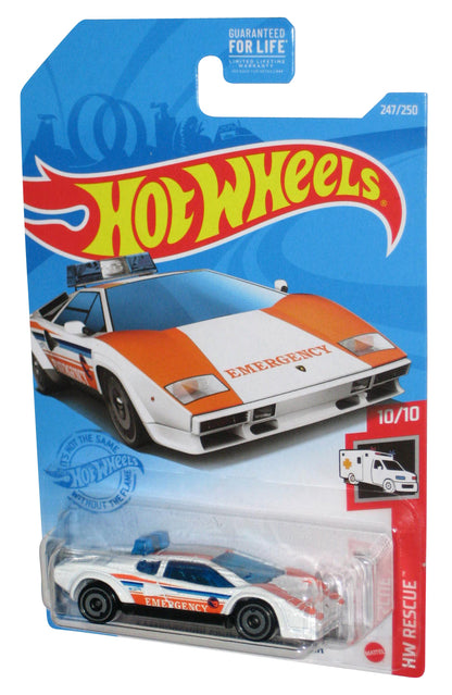 Hot Wheels HW Rescue 10/10 (2020) White Lamborghini Countach Police Car Toy 247/250