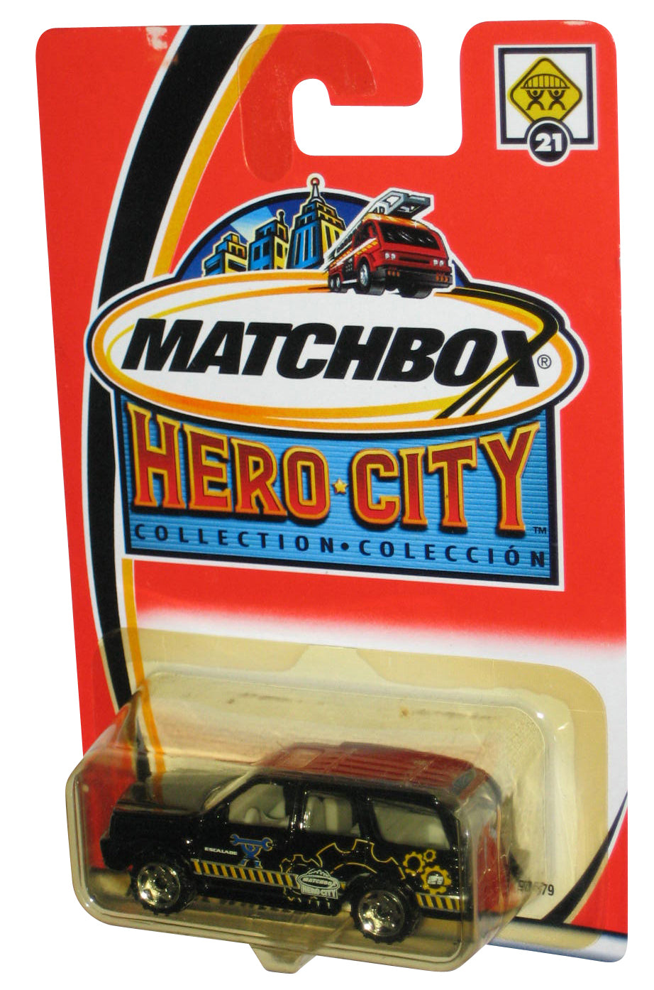 Matchbox Hero City Collection (2002) Black Cadillac Escalade Toy Car #21 - (Plastic Yellow Tint)
