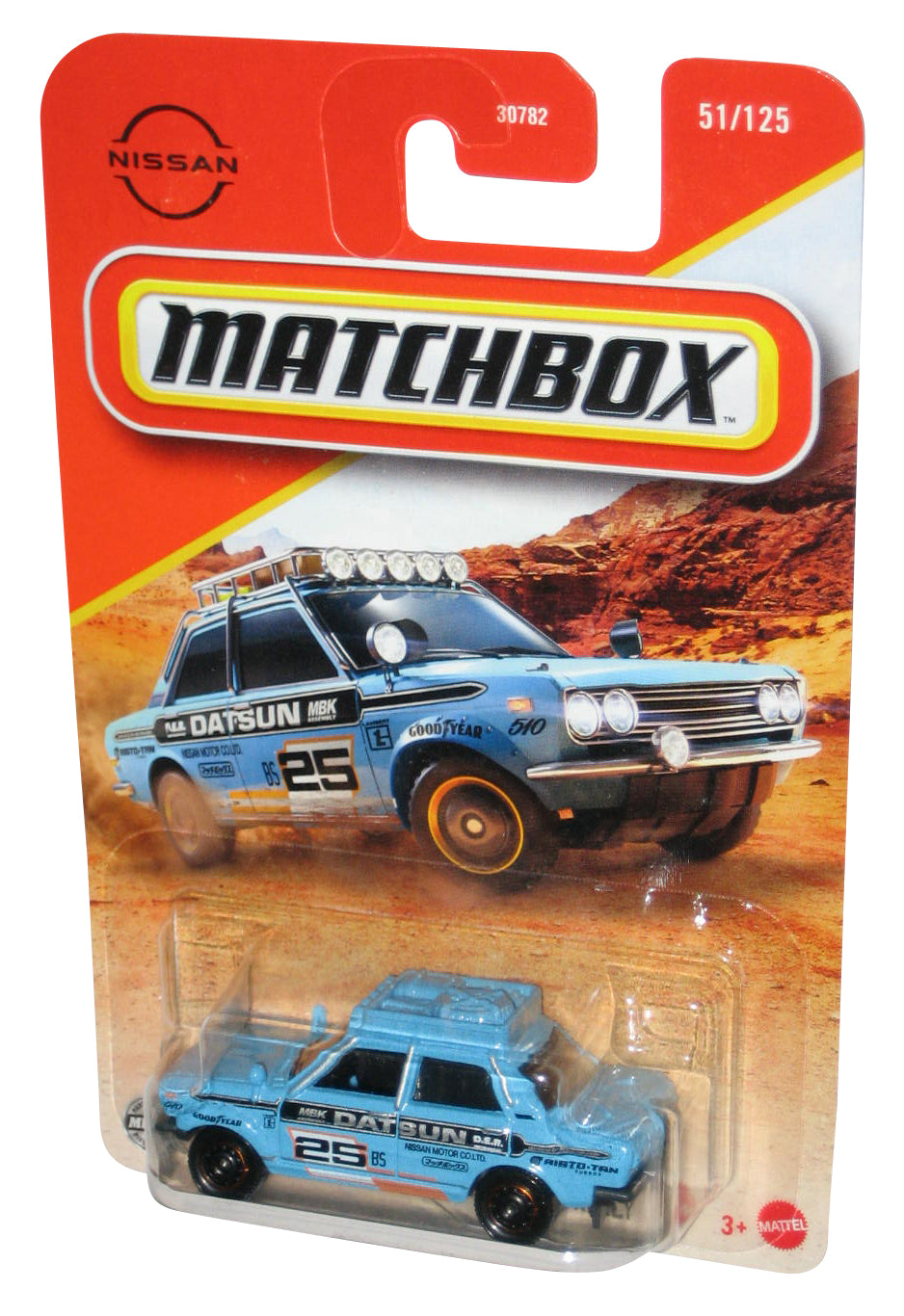 Matchbox Blue '70 Datsun 510 Rally (2024) Mattel Toy Car 51/125