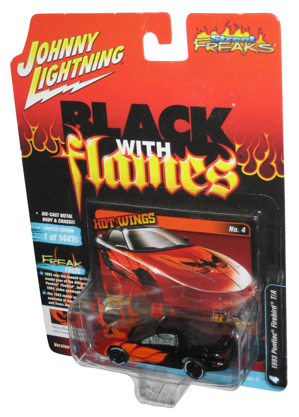 Johnny Lightning Black With Flames (2021) Black 1993 Pontiac Firebird T/A Toy Car #4