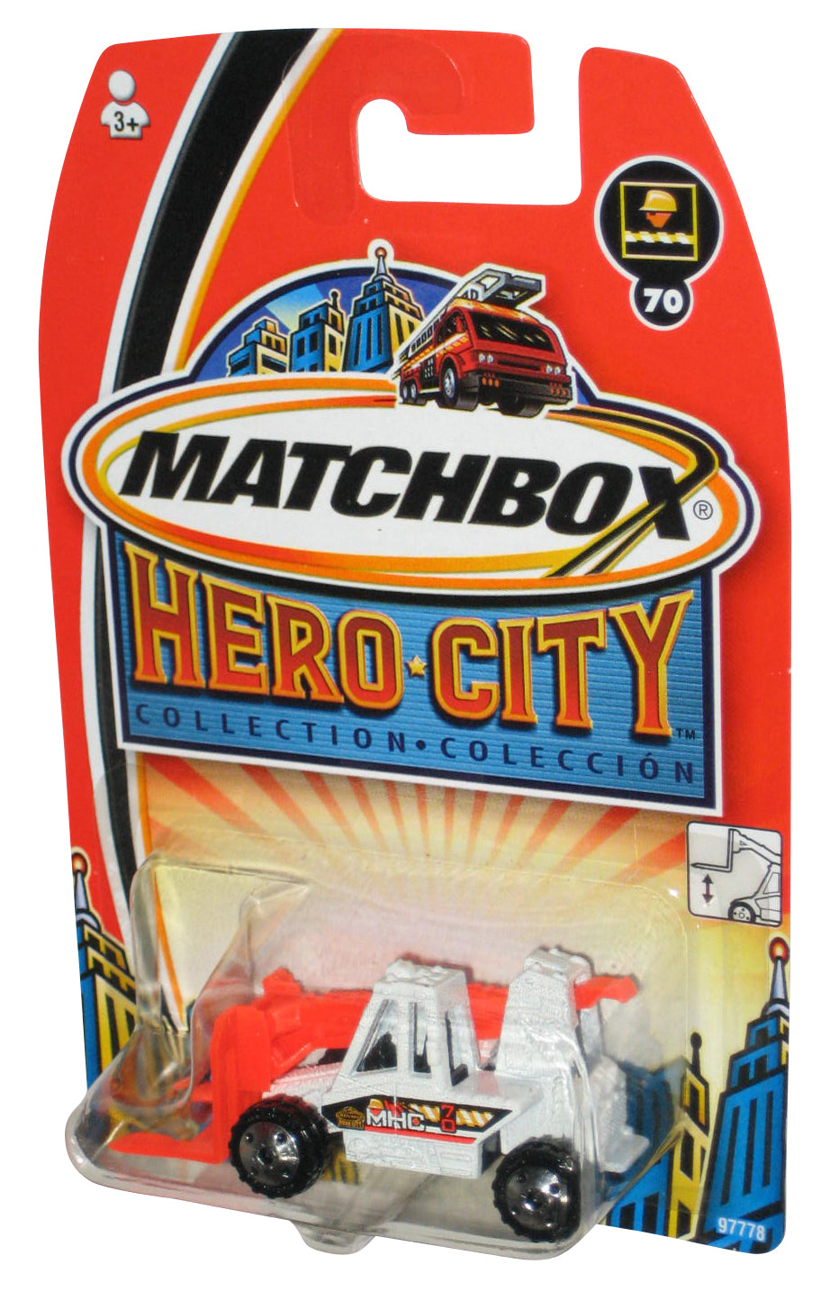 Matchbox Hero City (2003) White & Orange MHC Forklift Construction Toy #70