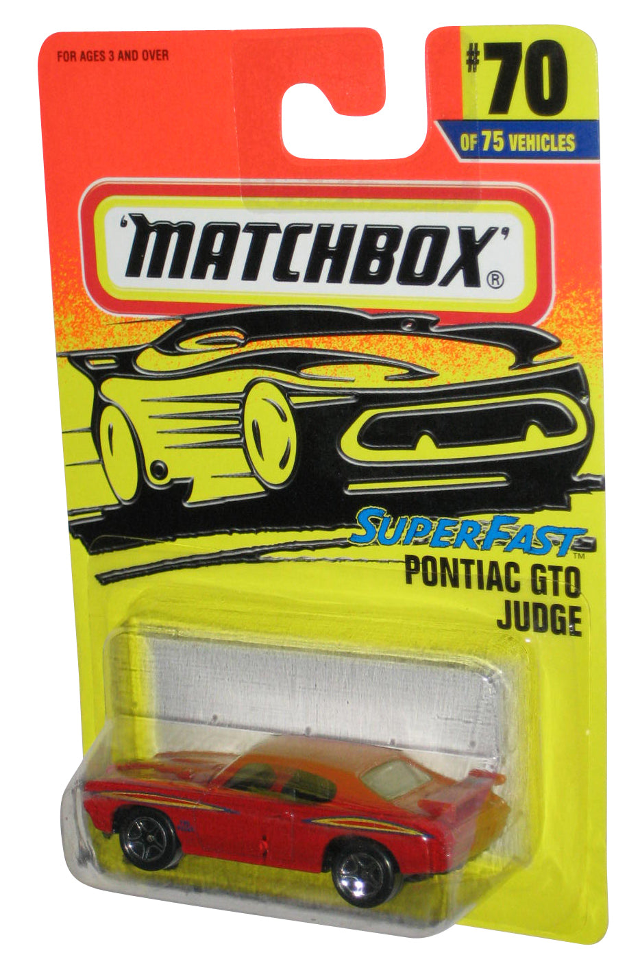 Matchbox Superfast (1996) Red Pontiac GTO Judge Toy Car #70/75