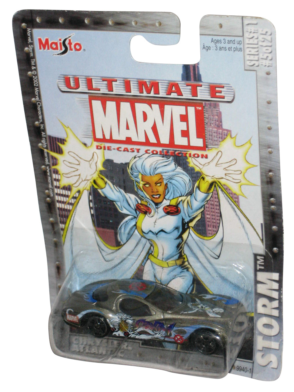 Marvel Ultimate Maisto X-Men Storm (2002) Silver Chrysler Atlantic Series 1 Toy Car #5/25 - (Shelf Wear)