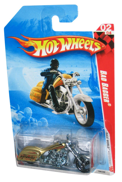 Hot Wheels Race World Highway '10 Gold & Silver Bad Bagger Toy Motorcycle Bike 194/240