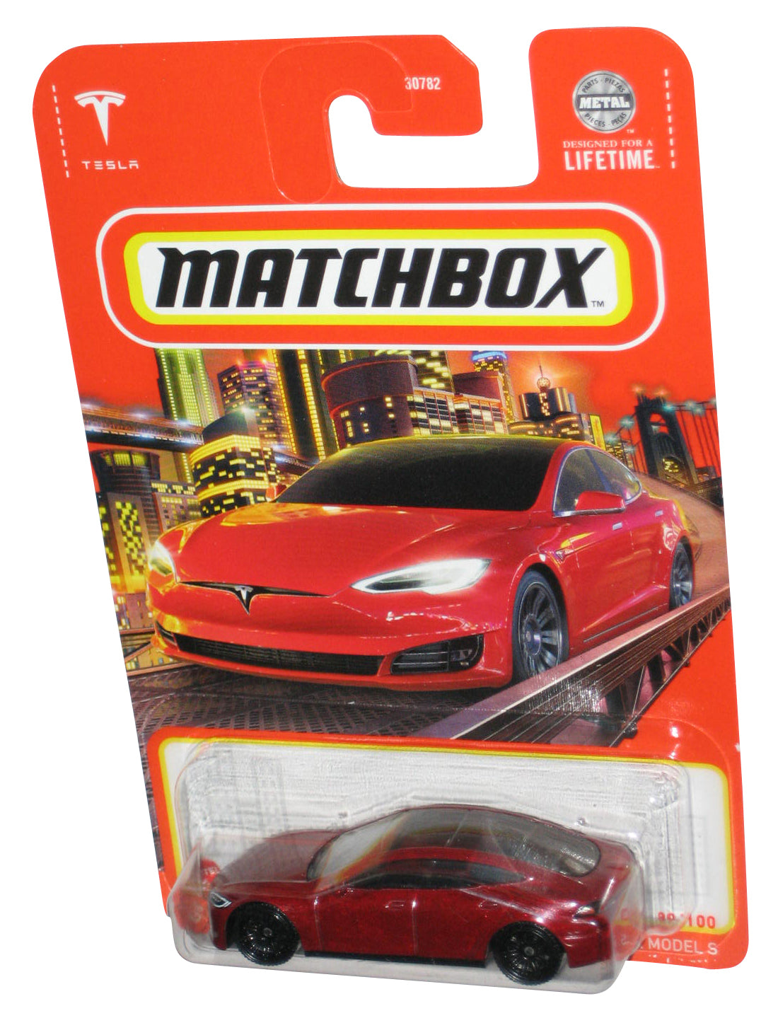 Matchbox Tesla Model S (2023) Mattel Red Toy Car 89/100