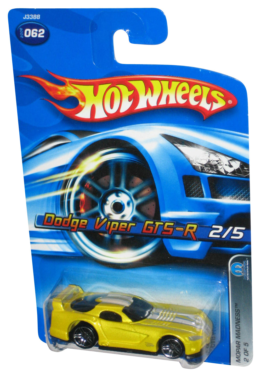 Hot Wheels Mopar Madness 2/5 (2006) Yellow Dodge Viper GTS-R Toy Car #062