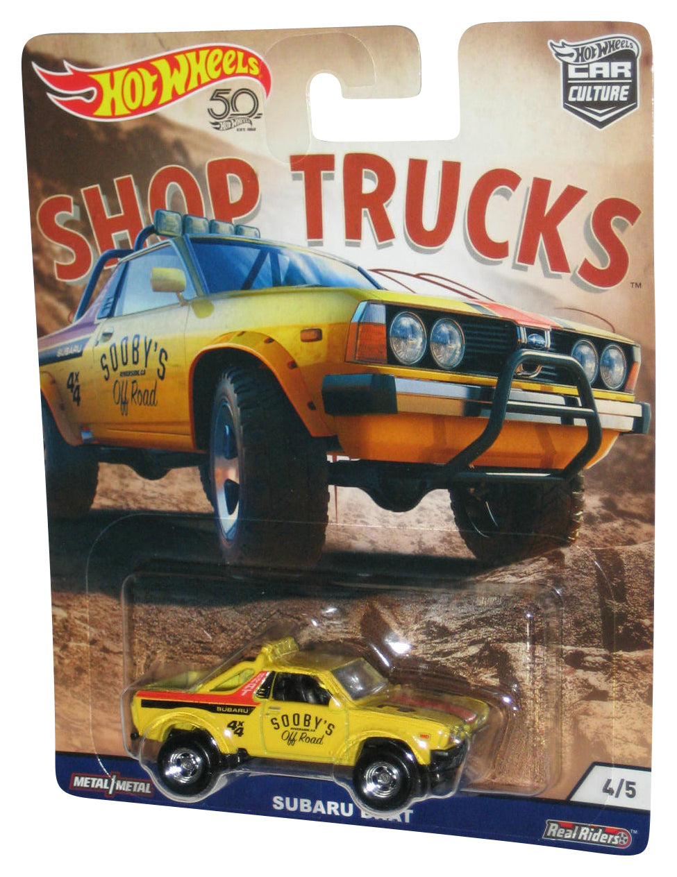 Hot Wheels Shop Trucks (2017) Sooby's Off Road Yellow Subaru Brat Real Riders Toy Car
