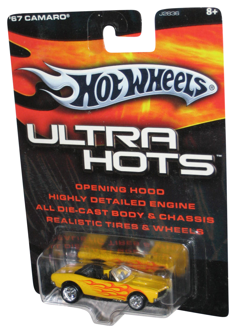 Hot Wheels Ultra Hots (2005) Yellow '67 Camaro Toy Car w/ Opening Hood