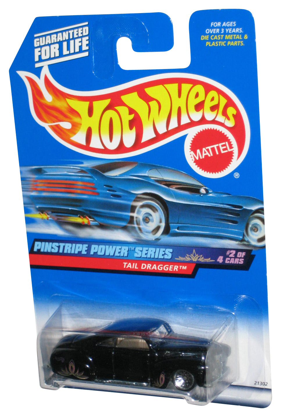 Hot Wheels Pinstripe Power 2/4 (1998) Black Tail Dragger Toy Car #954