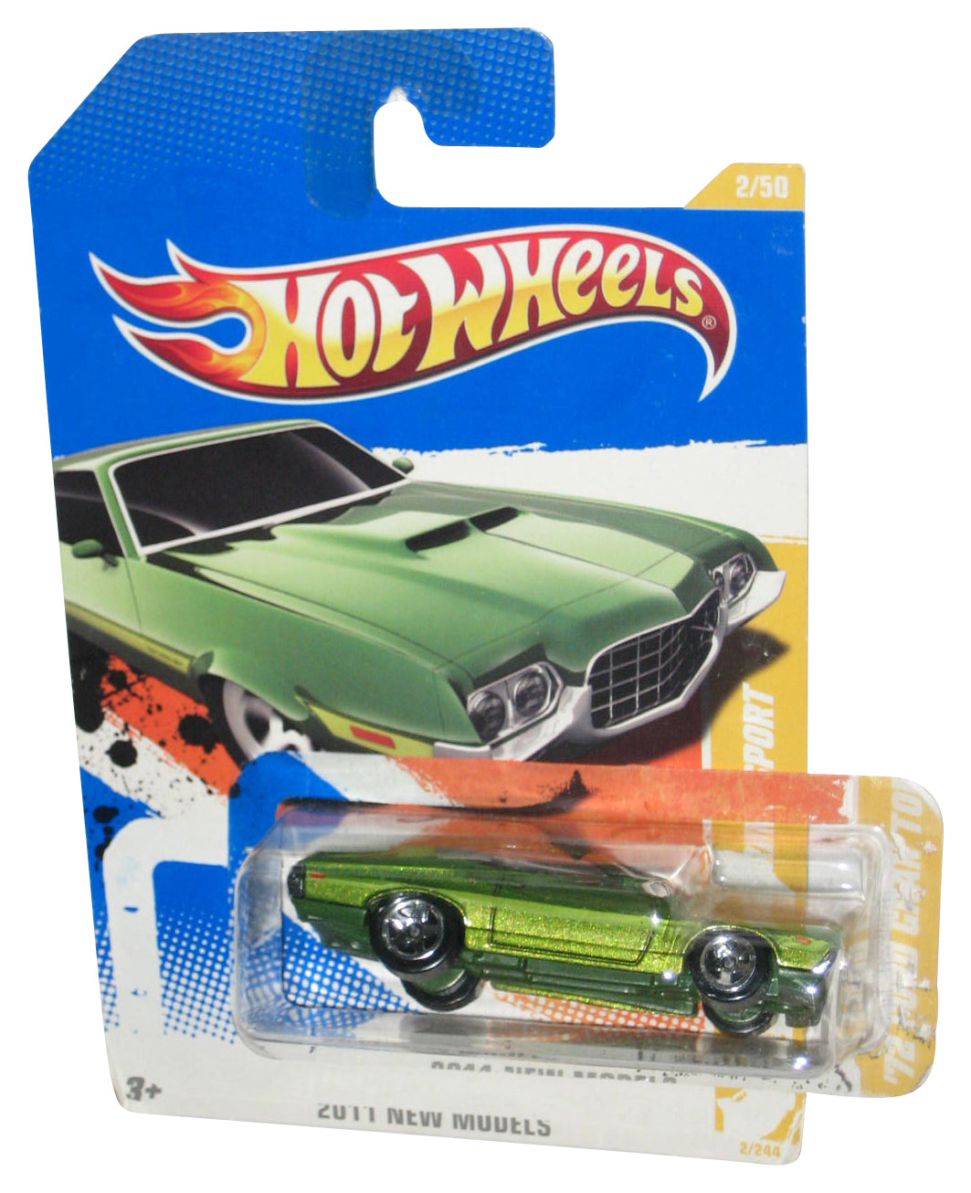 Hot Wheels 2011 HW Premiere 2/50 (2010) Green '72 Ford Gran Torino Sport Toy Car 2/244 - (Plastic Loose From Card)