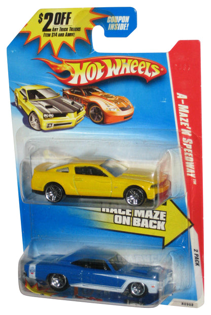Hot Wheels A-Maze'N Speedway (2009) Mattel Yellow & Blue Toy Car 2-Pack