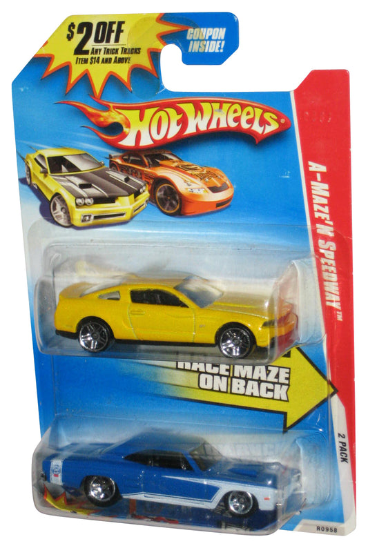 Hot Wheels A-Maze'N Speedway (2009) Mattel Yellow & Blue Toy Car 2-Pack