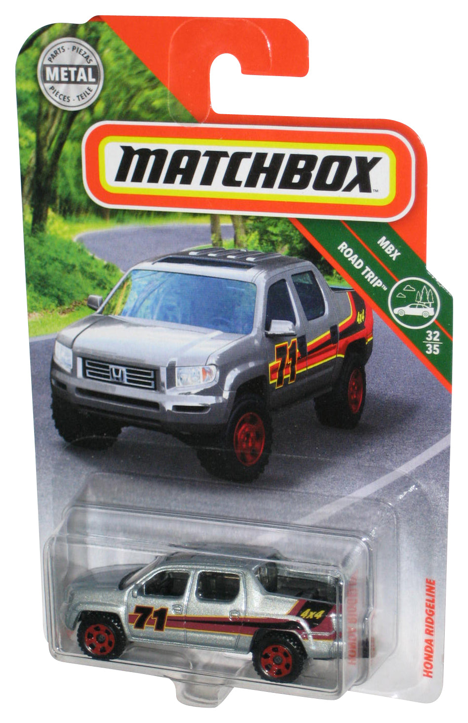 Matchbox MBX Road Trip 32/35 (2018) Silver Honda Ridgeline Toy Truck 113/125
