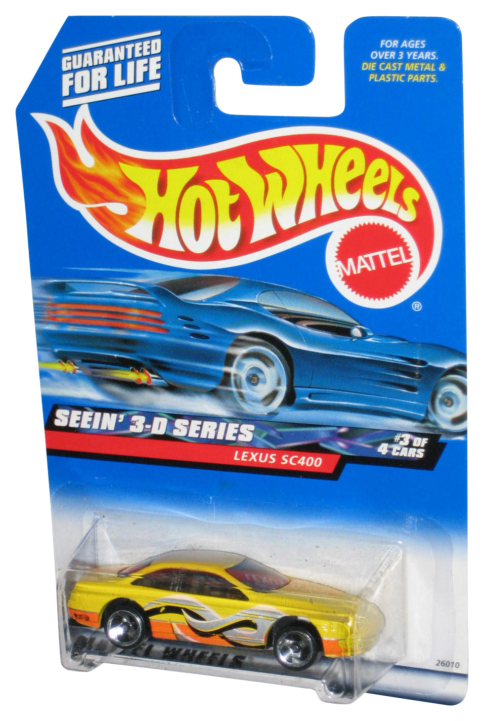 Hot Wheels Seein' 3-D Series 3/4 (1999) Lexus SC400 Yellow Toy Car #011