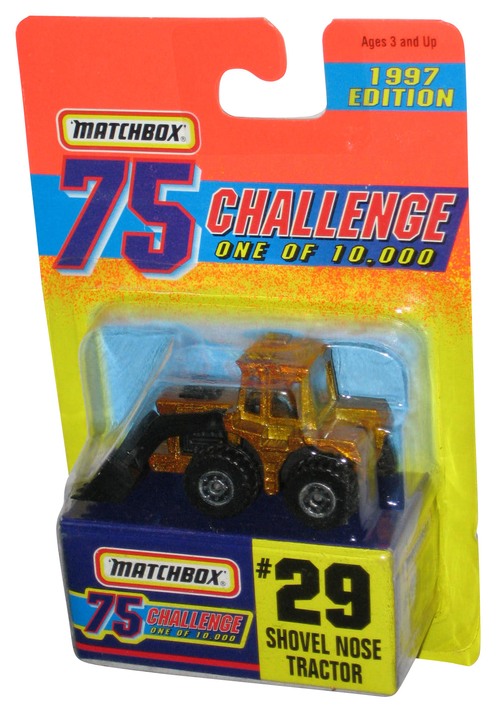 Matchbox 75 Challenge (1997) Gold Shovel Nose Tractor Toy #29