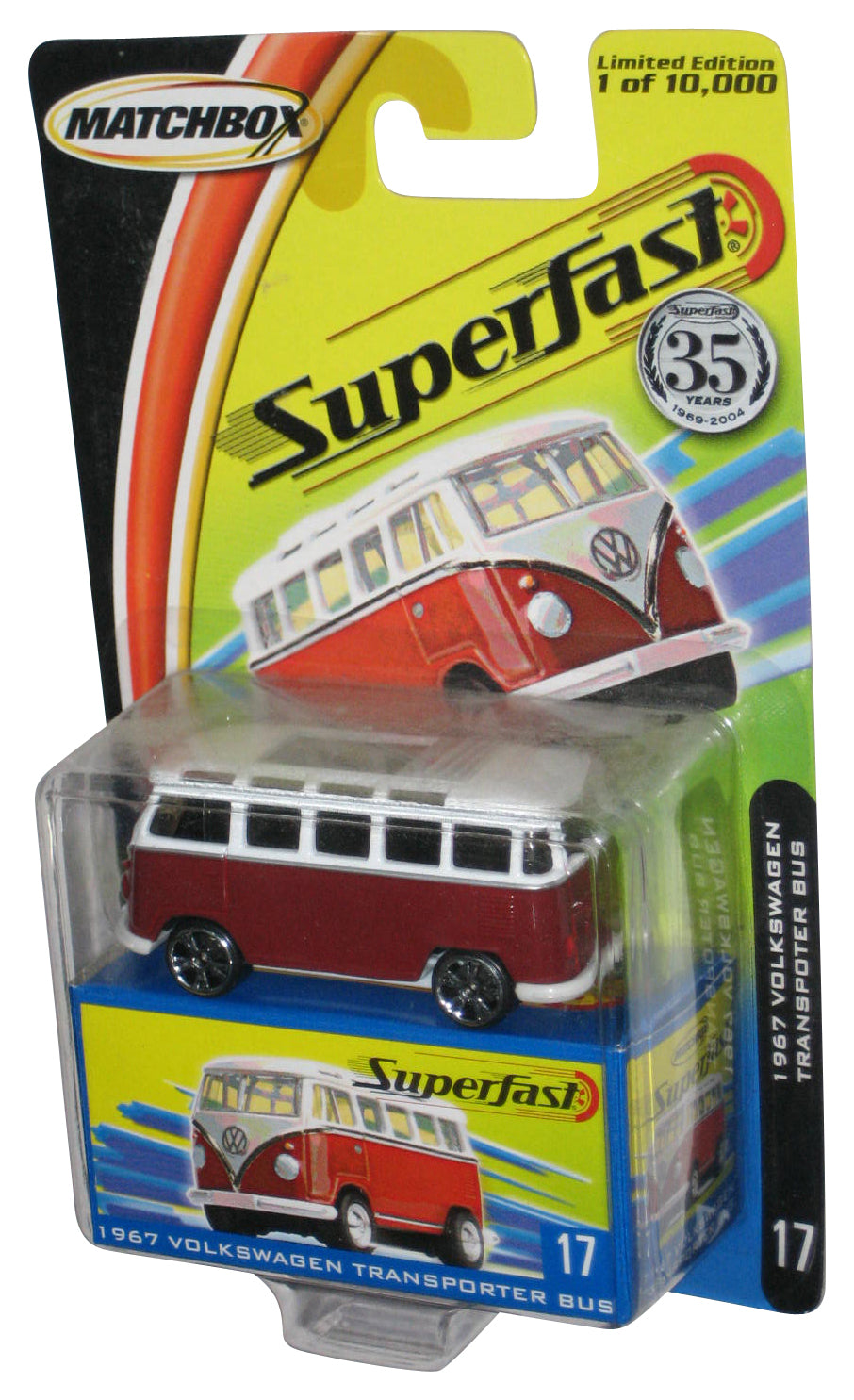 Matchbox Superfast (2004) Red & White 1967 Volkswagen Transporter Bus Toy #17