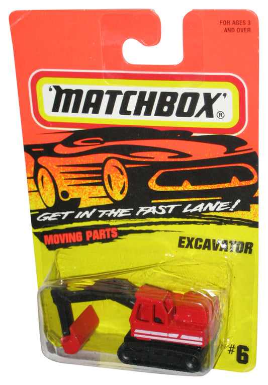 Matchbox Get In The Fast Lane (1994) New Color Red Excavator Construction Toy #6 - (Dented Plastic)