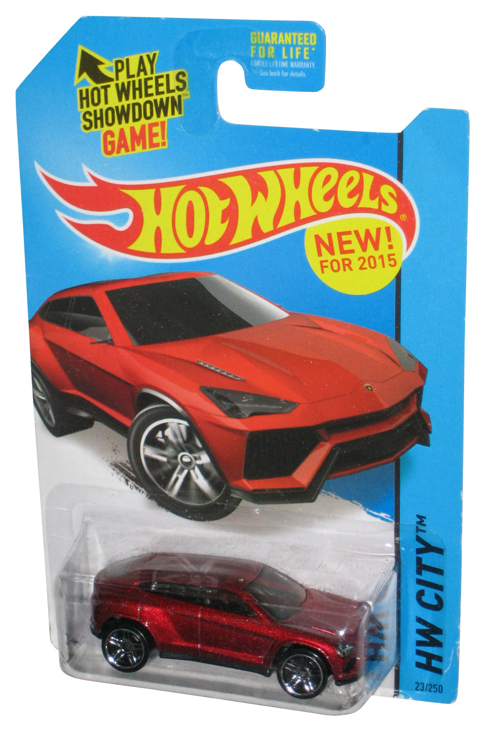 Hot Wheels HW City (2015) Red Maroon Lamborghini Urus Toy Car 23/250 - (Damaged Card)