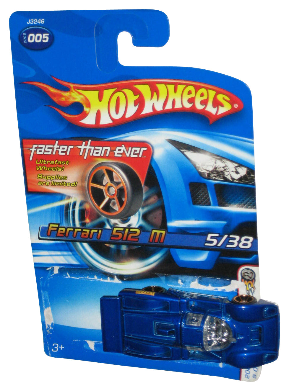 Hot Wheels 2006 First Editions 5/38 Blue Ferrari 512 M Toy Car #005 - (Damaged Packaging)
