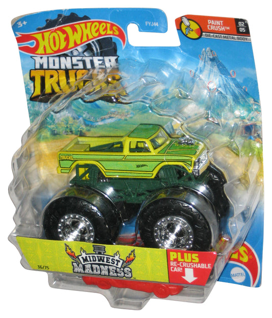 Hot Wheels Monster Trucks (2020) Paint Crush Midwest Madness Toy #02/05 w/ Re-Crushable Car - (Damaged Packaging)