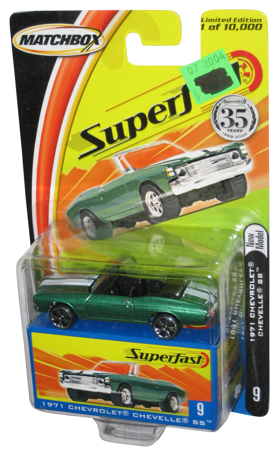 Matchbox Superfast (2004) Mattel Green 1971 Chevrolet Chevelle SS Car #9