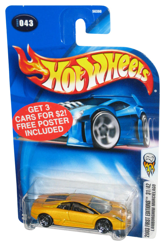 Hot Wheels 2003 First Editions 31/42 Lamborghini Murcielago Yellow Car #043