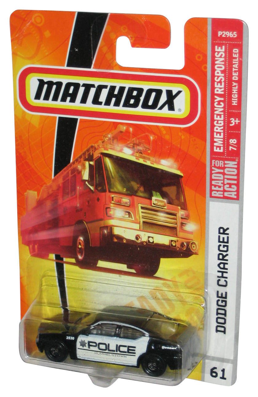 Matchbox Emergency Response 7/8 (2008) Dodge Charger Police Black Toy Car #61 - (Police Logo)