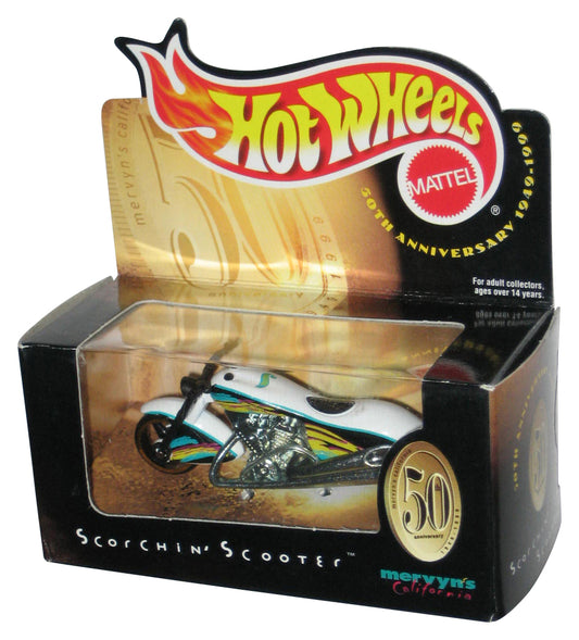 Hot Wheels Mervyn's California (1999) White Scorchin' Scooter Motorcycle Box Toy