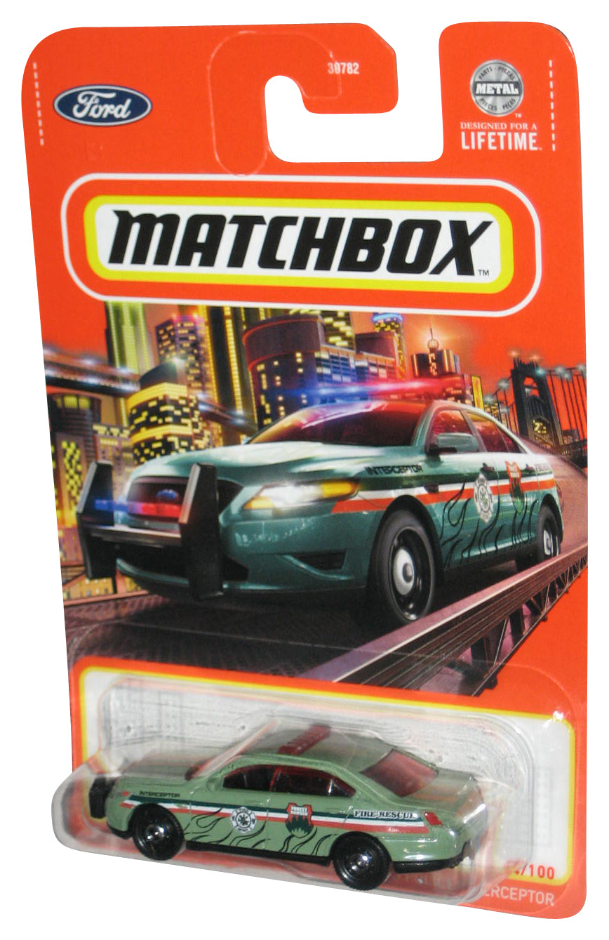 Matchbox Ford Police Interceptor (2023) Mattel Green Toy Car 64/100