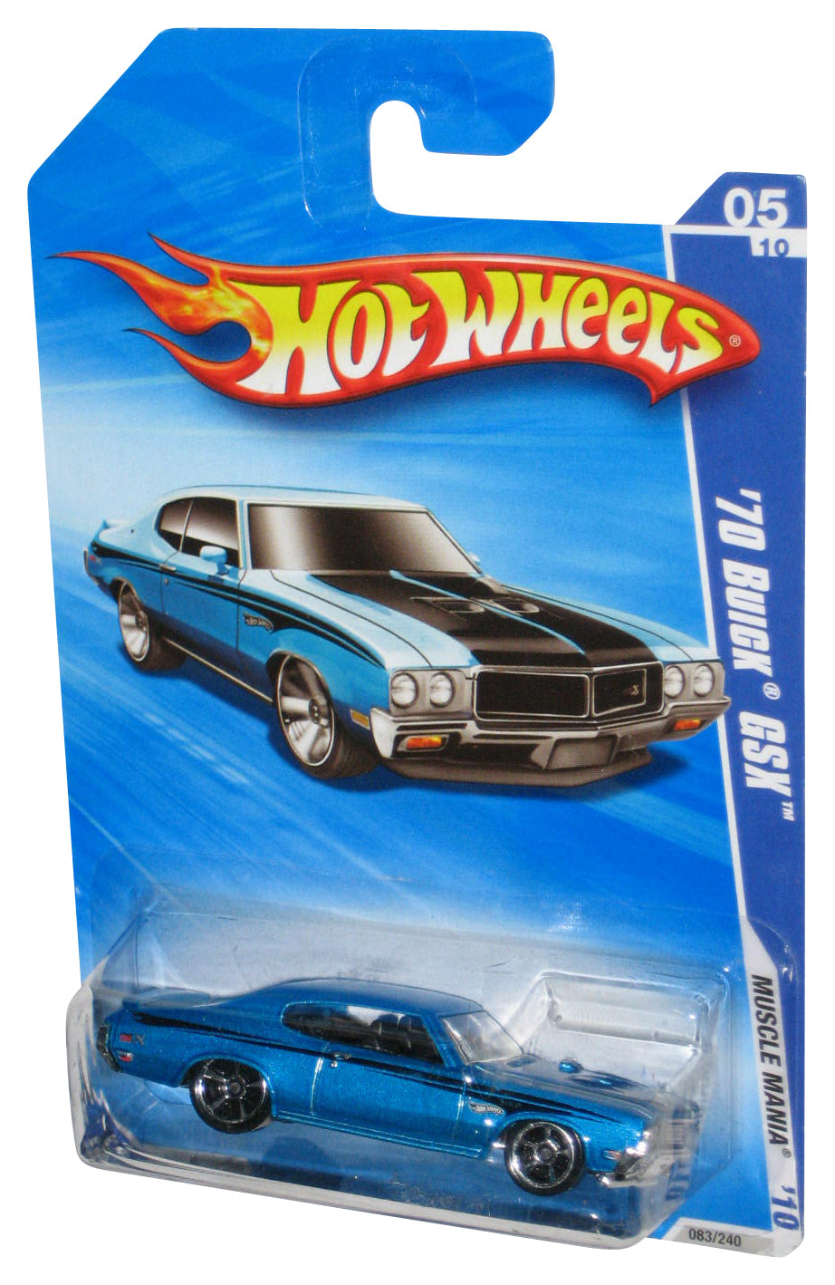 Hot Wheels Muscle Mania '10 Blue '70 Buick GSX Toy Car 083/240