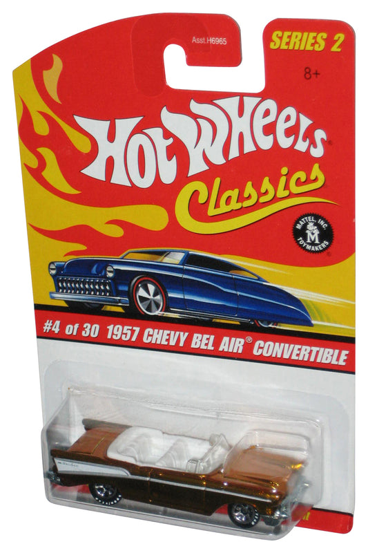 Hot Wheels Classics Series 2 (2005) Gold 1957 Chevy Bel Air Convertible Car 4/30