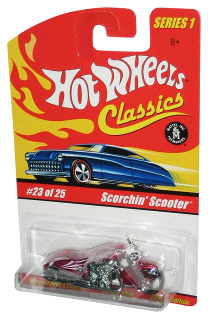 Hot Wheels Classics Series 1 (2004) Magenta Purple Scorchin' Scooter Toy Motorcycle Bike #23/25