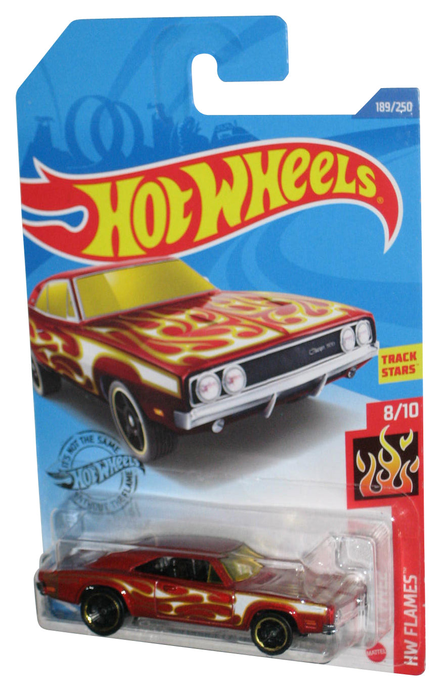Hot Wheels HW Flames 8/10 (2018) Red '69 Dodge Charger 500 Toy Car 189/250