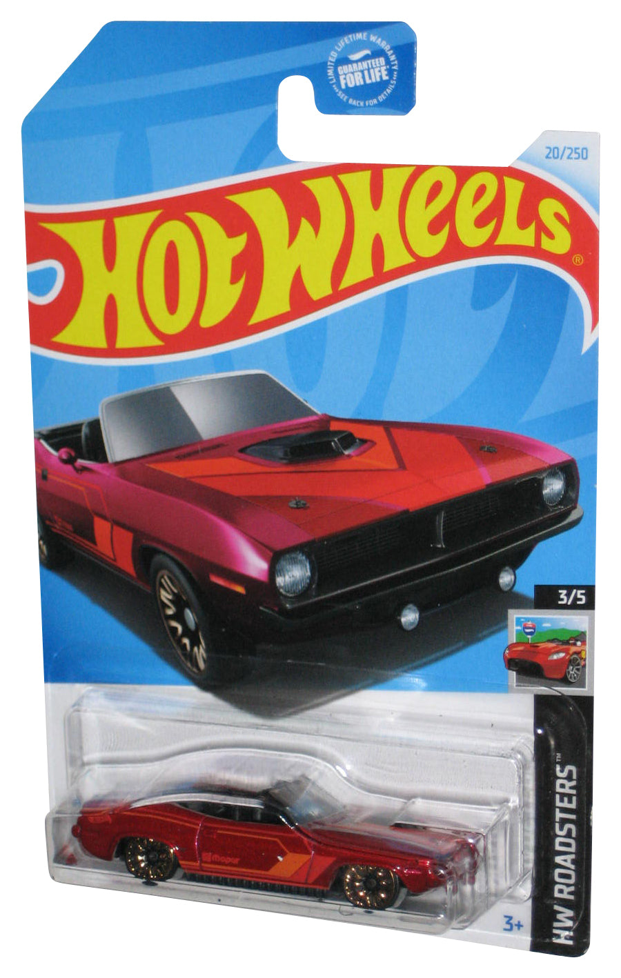 Hot Wheels HW Roadsters 3/5 (2021) Red '70 Plymouth Barracuda Toy Car 20/250