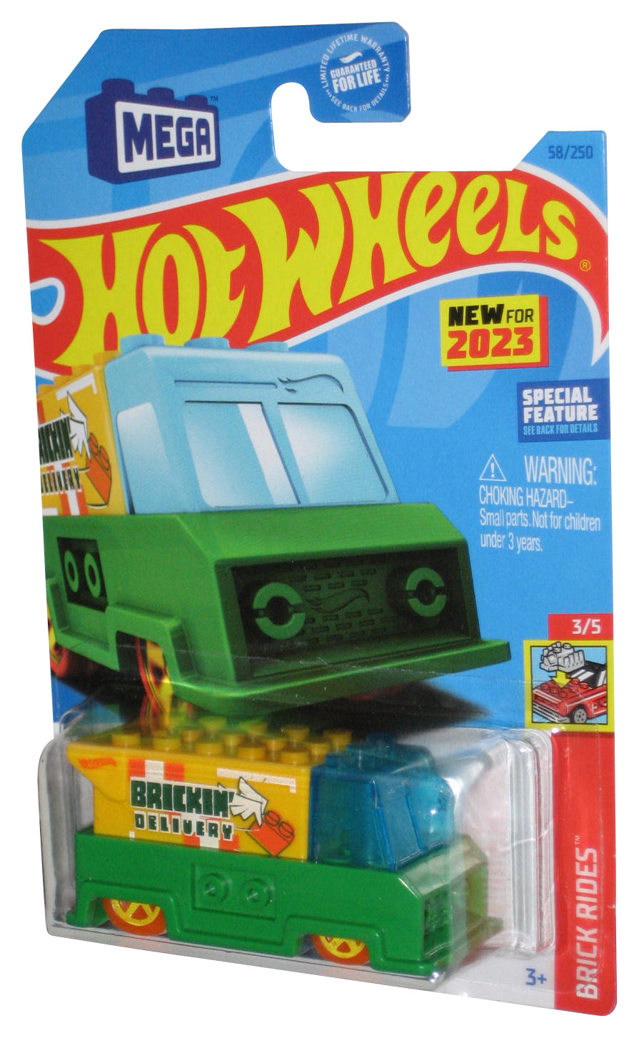 Hot Wheels Brick Rides 3/5 (2023) Green Brickin' Delivery Toy Truck 58/250