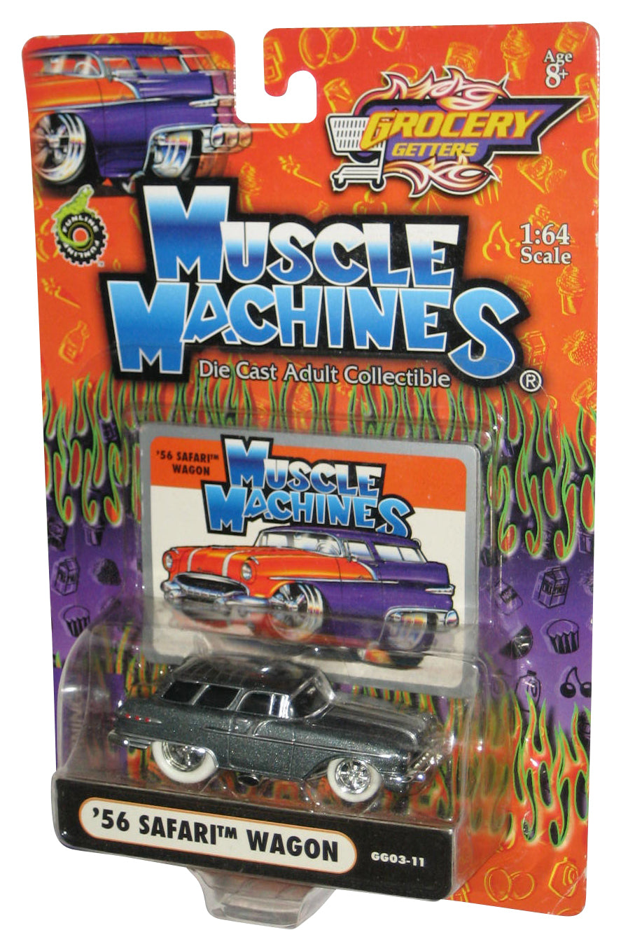 Muscle Machines Grocery Getters (2003) Silver '56 Safari Wagon Toy Car