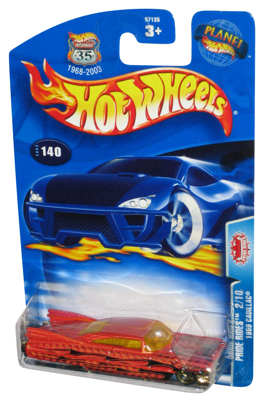 Hot Wheels Pride Rides 2/10 (2003) Orange 1959 Cadillac Car #140