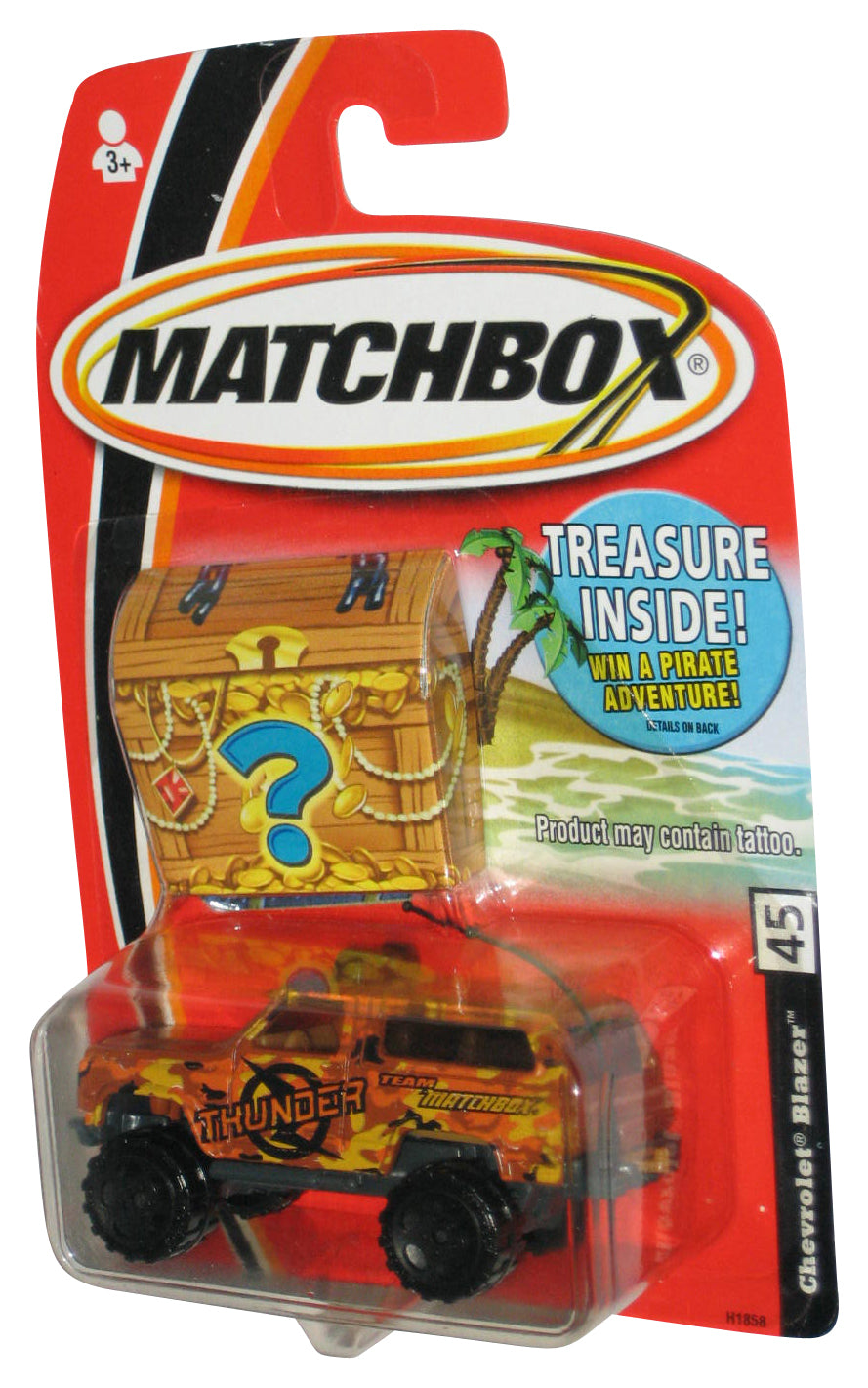 Matchbox Chevrolet Blazer (2005) Team Thunder Toy Vehicle #45 w/ Treasure Chest