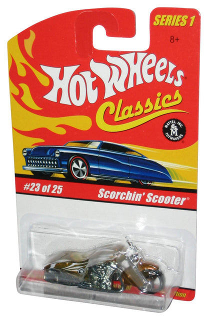 Hot Wheels Classics Series 1 (2004) Gold Scorchin' Scooter Motorcycle Bike Toy #23/25