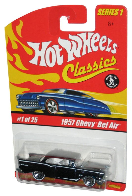 Hot Wheels Classics Series 1 (2004) Black Dark Blue 1957 Chevy Bel Air Toy Car #1/25