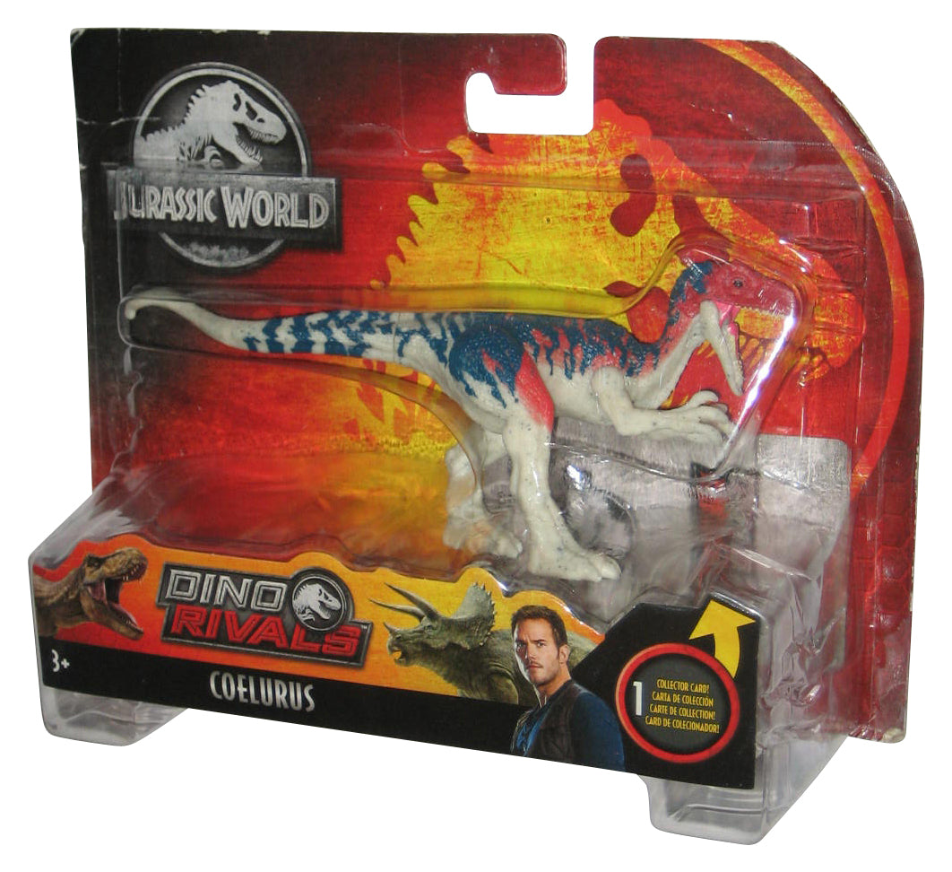 Jurassic World Dino Rivals (2018) Mattel Coelurus Dinosaur Toy Figure - (Plastic Partially Loose From Card)
